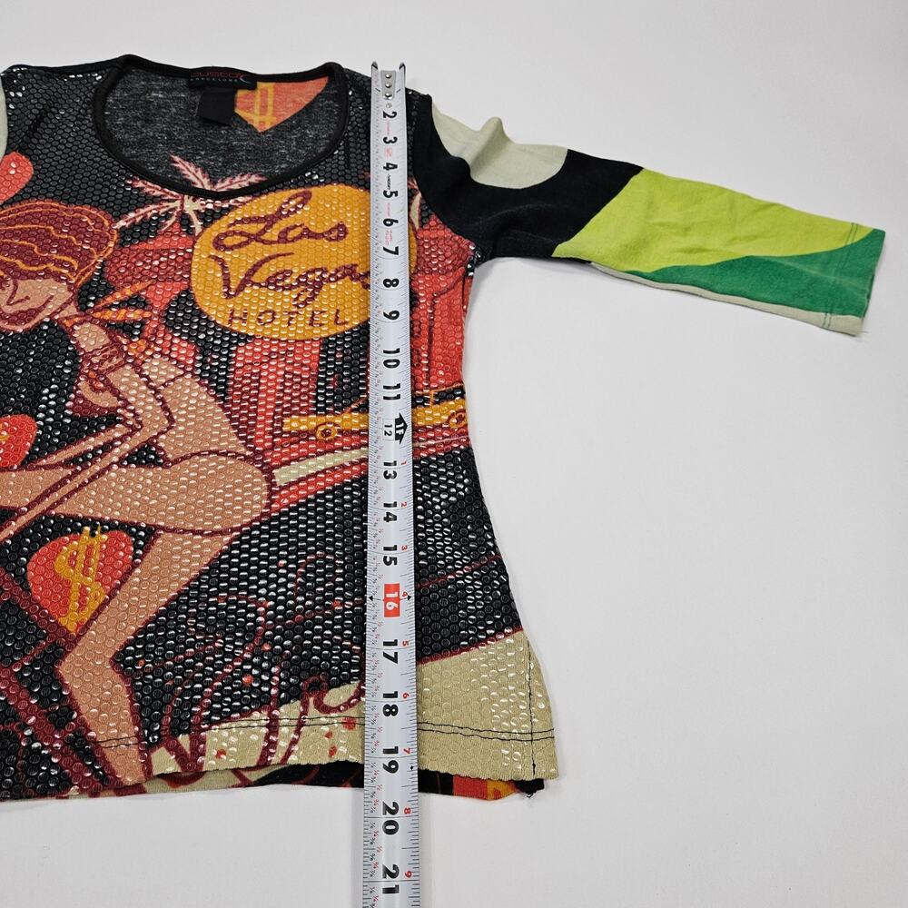 Y2k Custo Barcelona Sequin Top Las Vegas Graphic - Small - Picture 6 of 6